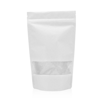 1,7L - Doypack Zip Papier Kraft Blanc /PE avec Fenêtre